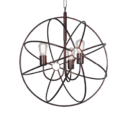 Colgante vintage globo 3 luces de 60cm de diámetro oro viejo